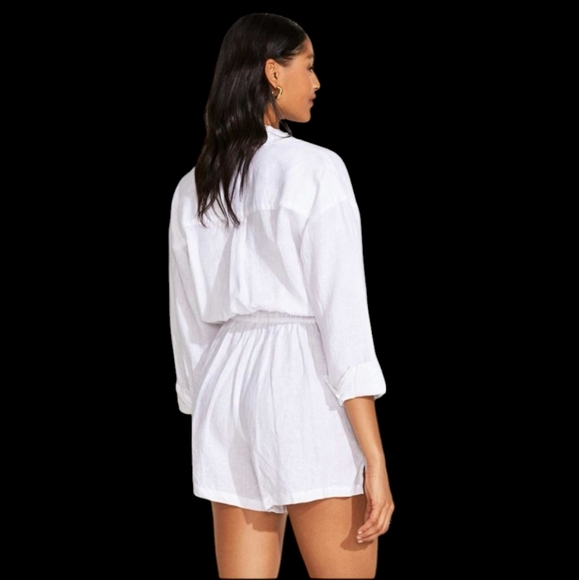 Vitamin A The Getaway Romper - White Eco Linen.... Size Large - Picture 5 of 9